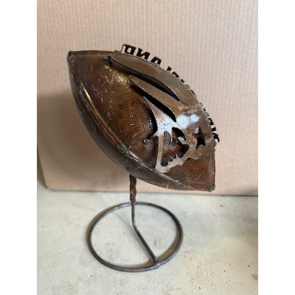 New England Patriots Brass Metal Football With Stand Vintage‎ Collectible RARE